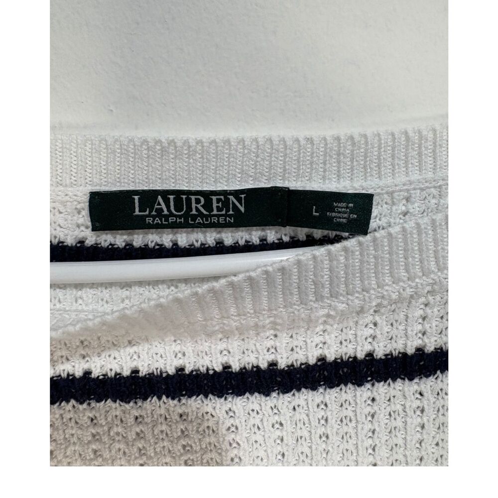 Ralph Lauren Navy & White Striped Cotton Sweater Preppy Coastal Classic Pullover - Picture 5 of 8